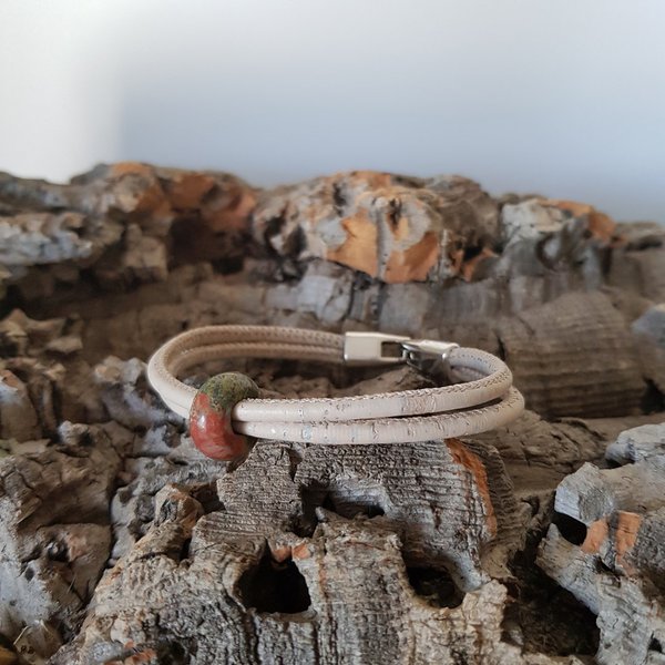 Armband Naturstein aus Korkleder